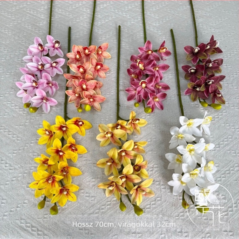 Phalaenopsis művirágok (10 fej) – PU anyag, DIY virágkompozíciók, esküvői dekoráció, fotórekvizítumok