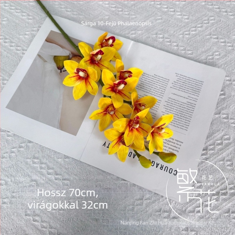Phalaenopsis művirágok (10 fej) – PU anyag, DIY virágkompozíciók, esküvői dekoráció, fotórekvizítumok