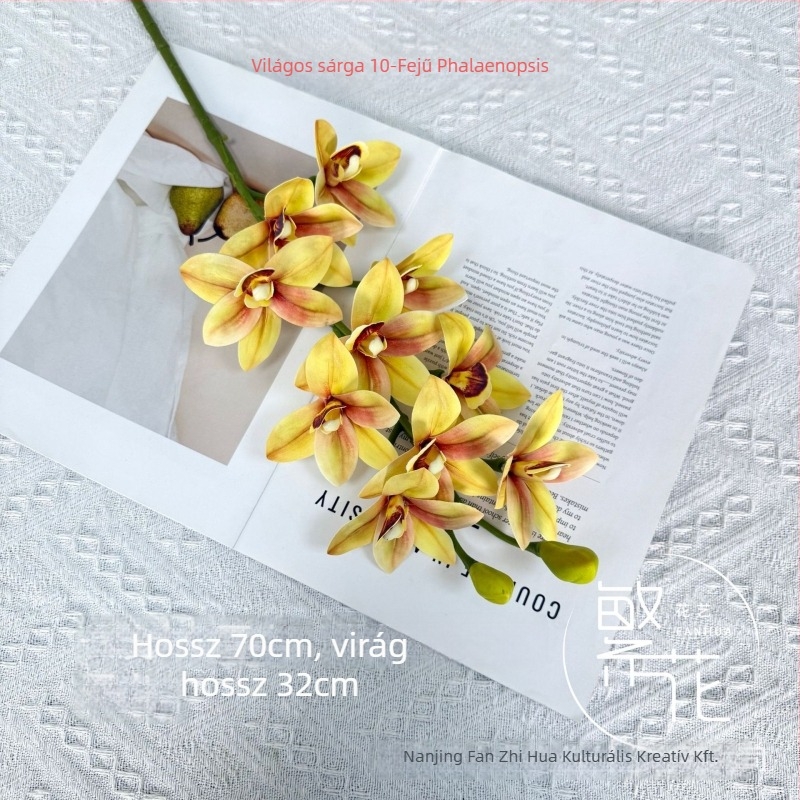 Phalaenopsis művirágok (10 fej) – PU anyag, DIY virágkompozíciók, esküvői dekoráció, fotórekvizítumok