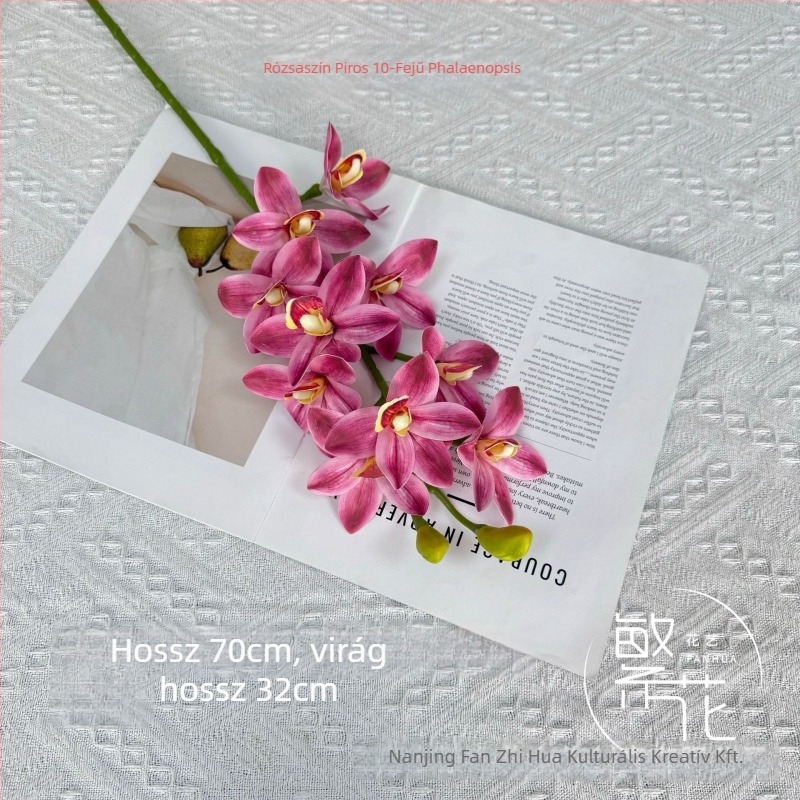 Phalaenopsis művirágok (10 fej) – PU anyag, DIY virágkompozíciók, esküvői dekoráció, fotórekvizítumok