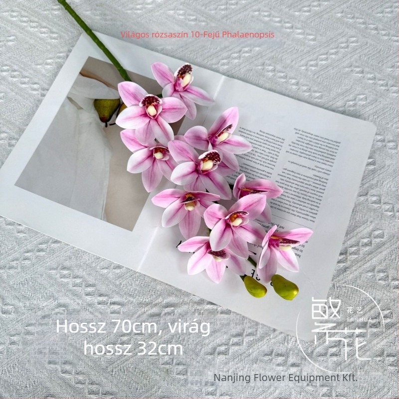 Phalaenopsis művirágok (10 fej) – PU anyag, DIY virágkompozíciók, esküvői dekoráció, fotórekvizítumok