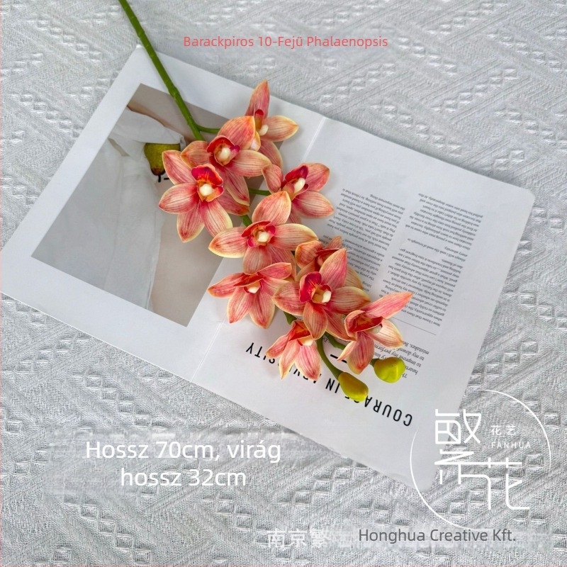 Phalaenopsis művirágok (10 fej) – PU anyag, DIY virágkompozíciók, esküvői dekoráció, fotórekvizítumok