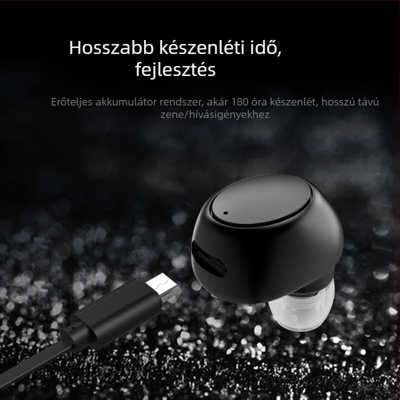 X6 Bluetooth fülhallgató – ultra kompakt, egyoldalas in-ear, Bluetooth 5.0, 15 m hatótávolság, IPX4, NFC, hangvezérlés