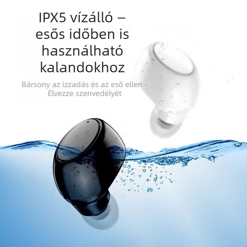 X6 Bluetooth fülhallgató – ultra kompakt, egyoldalas in-ear, Bluetooth 5.0, 15 m hatótávolság, IPX4, NFC, hangvezérlés