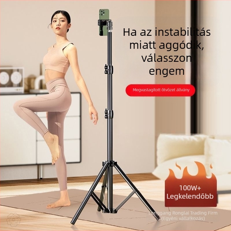 Padlóra álló univerzális telefonállvány LED világítással élő közvetítéshez