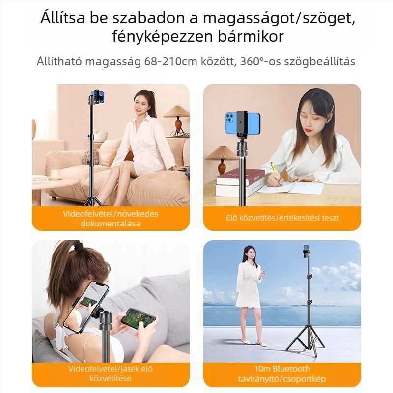 Padlóra álló univerzális telefonállvány LED világítással élő közvetítéshez