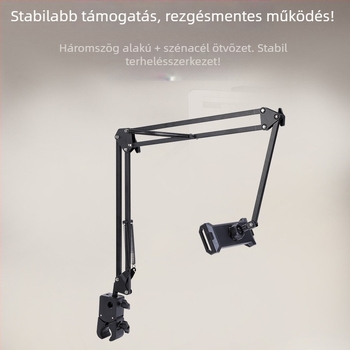 Ágy melletti lazító karos telefon- és tabletatartó, ötvözet, univerzális