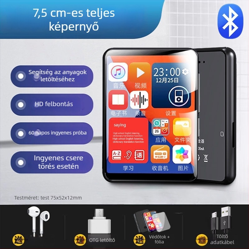 Bluetooth MP3/MP4 hordozható lejátszó diákoknak – középiskolai kiadás MP5 MP6 MP7