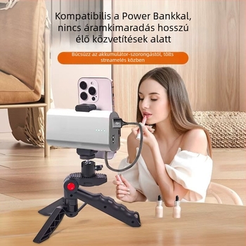 Kétoldalas telefon-tartó és teleprompter, asztali vagy kézi használatra, multifunkcionális felvételi eszköz kettős kamera beállításhoz feliratokkal