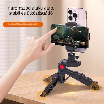 Kétoldalas telefon-tartó és teleprompter, asztali vagy kézi használatra, multifunkcionális felvételi eszköz kettős kamera beállításhoz feliratokkal