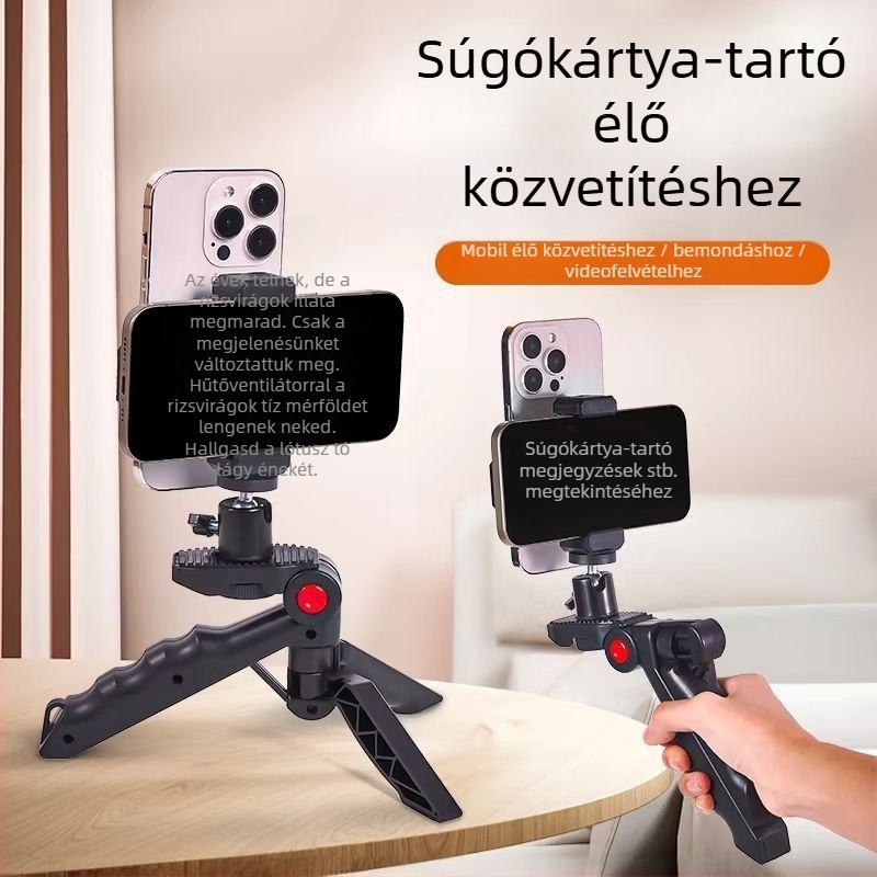 Kétoldalas telefon-tartó és teleprompter, asztali vagy kézi használatra, multifunkcionális felvételi eszköz kettős kamera beállításhoz feliratokkal