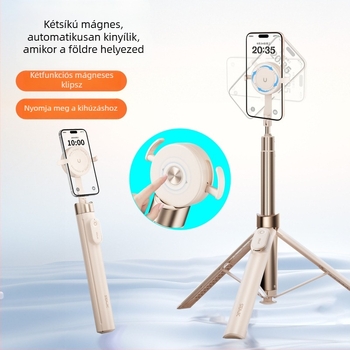 Mágneses Bluetooth selfie bot – hordozható ötvözetből, kihúzható, automatikusan nyíló, távirányítóval, ideális selfiehez, asztali és élő közvetítéshez