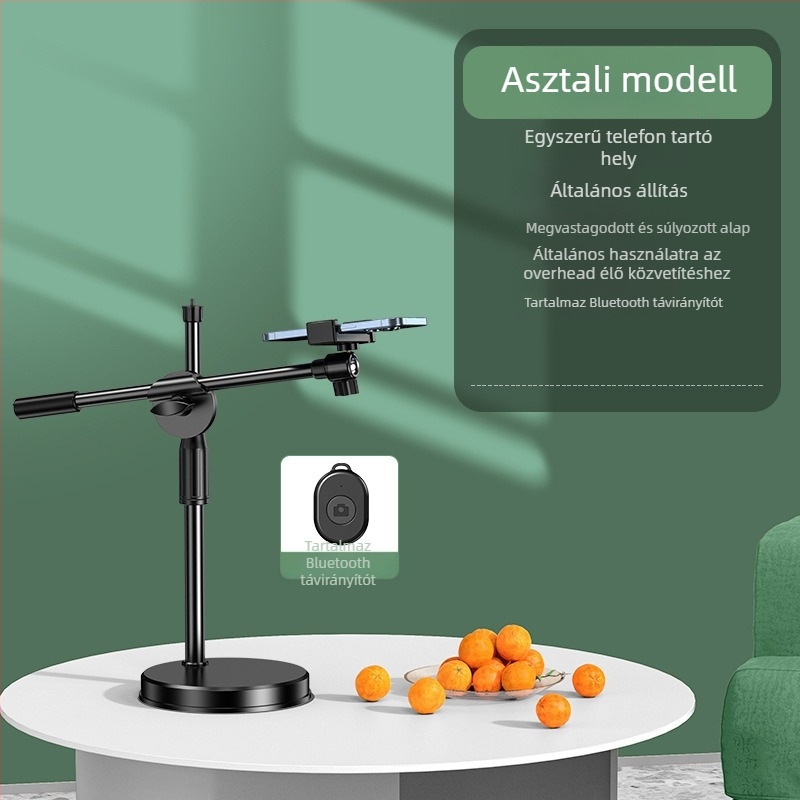 Felső nézetű telefonfelvételi állvány, 360° forgatás, ABS-műanyag konstrukció, testreszabás támogatott
