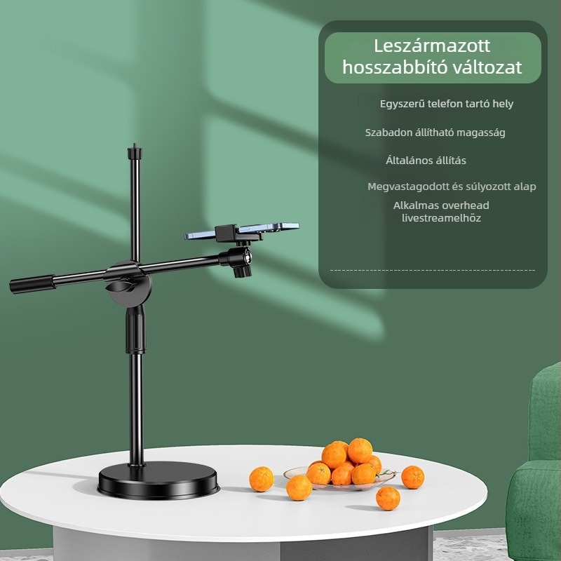Felső nézetű telefonfelvételi állvány, 360° forgatás, ABS-műanyag konstrukció, testreszabás támogatott
