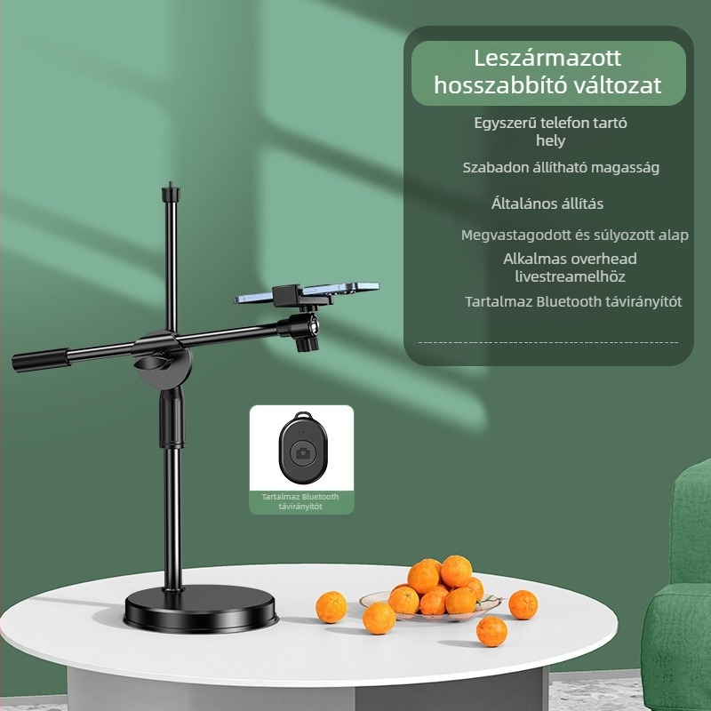 Felső nézetű telefonfelvételi állvány, 360° forgatás, ABS-műanyag konstrukció, testreszabás támogatott