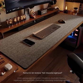 Nagy asztali pad — bőr, matt felület, egyszínű stílus, gamer mat