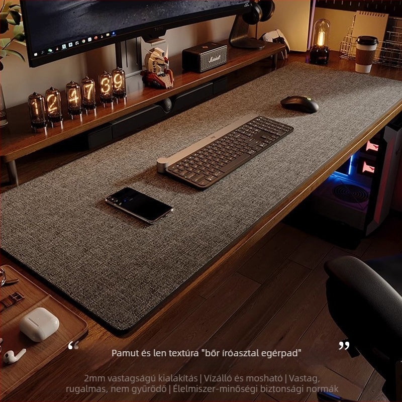 Nagy asztali pad — bőr, matt felület, egyszínű stílus, gamer mat