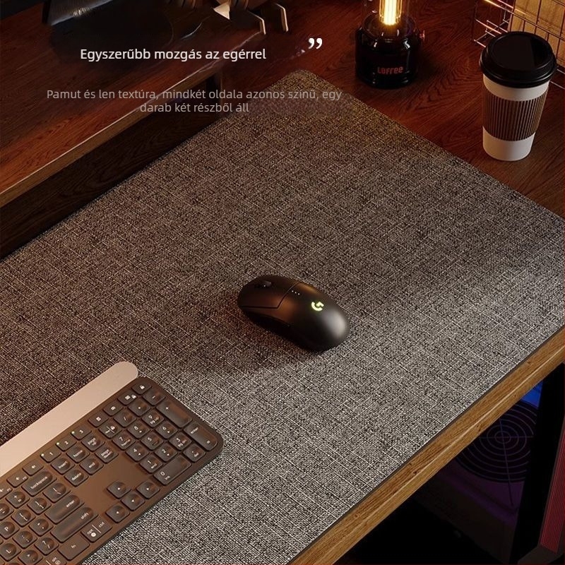 Nagy asztali pad — bőr, matt felület, egyszínű stílus, gamer mat