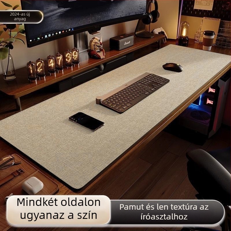 Nagy asztali pad — bőr, matt felület, egyszínű stílus, gamer mat