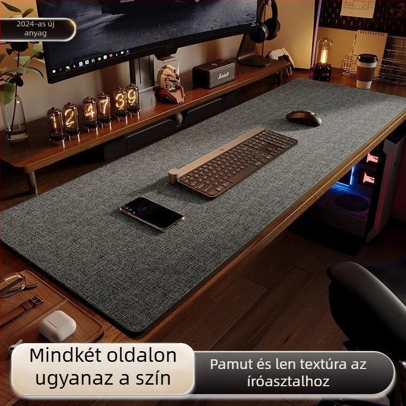 Nagy asztali pad — bőr, matt felület, egyszínű stílus, gamer mat