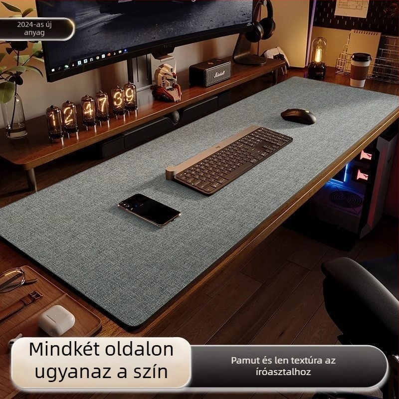 Nagy asztali pad — bőr, matt felület, egyszínű stílus, gamer mat