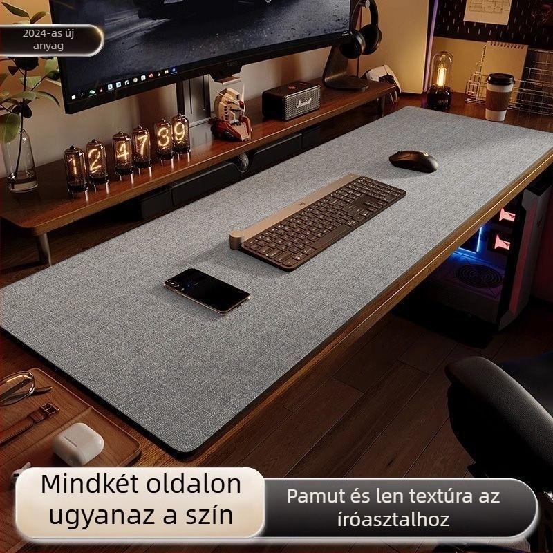 Nagy asztali pad — bőr, matt felület, egyszínű stílus, gamer mat