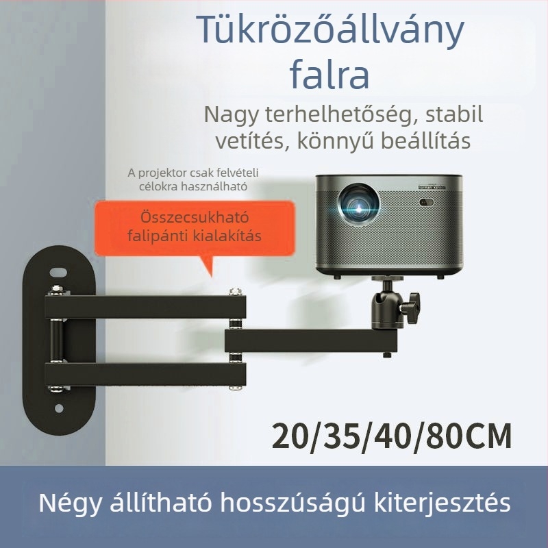 Fali projektor tartó összecsukható polccal