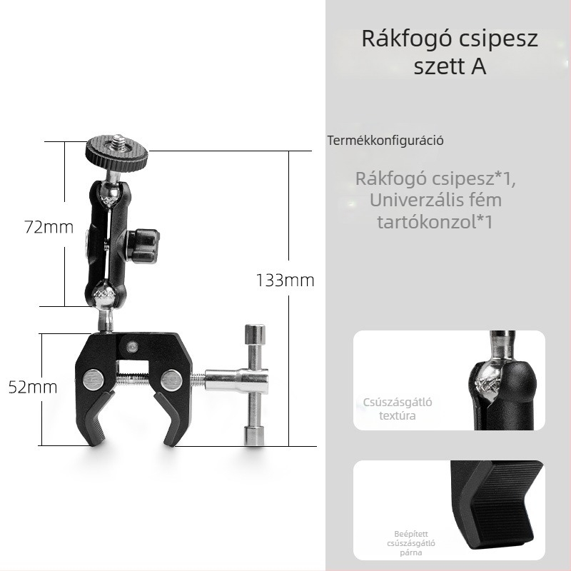 Többcélú U-alakú nehéz bilincs DSLR-kamerához, C-bilincs és fémből készült kar fotózáshoz