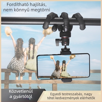 Benbenhu Dy-zm-16 állványfej telefonra és GoPro-hoz – ABS/TPR/fém, max terhelés 2 kg, súly 156 g