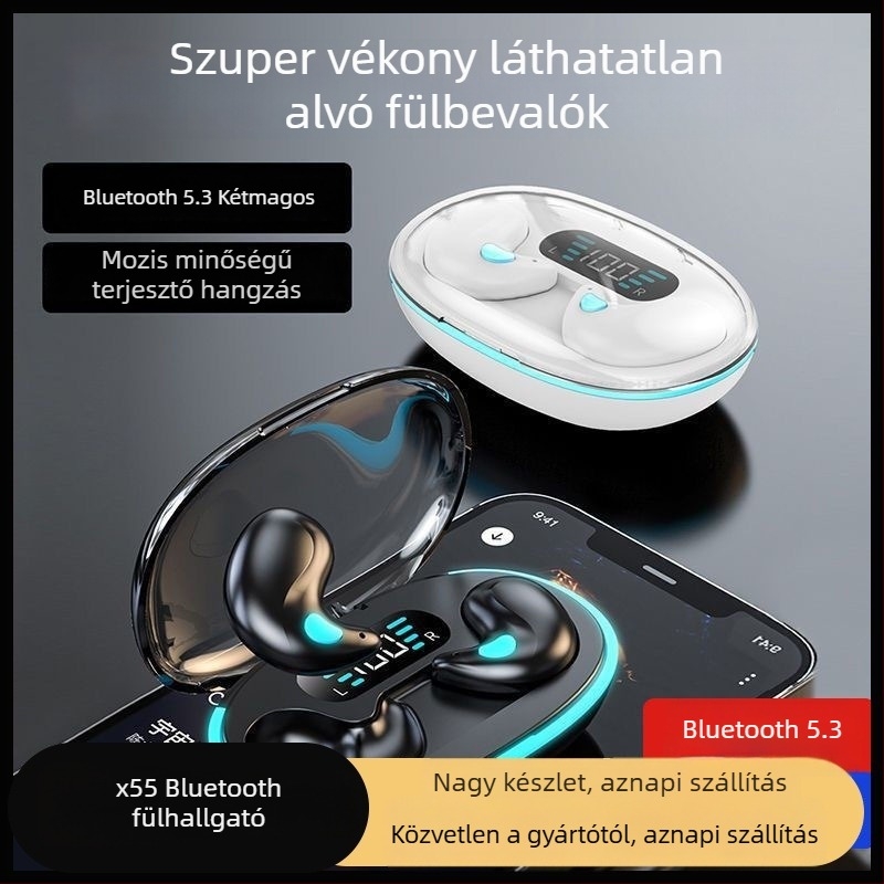 X55 Bluetooth headset zajszűrővel, Bluetooth 6.0, Zhongke Lanxun chip, IPX-6, 0-4 órás akkumulátor
