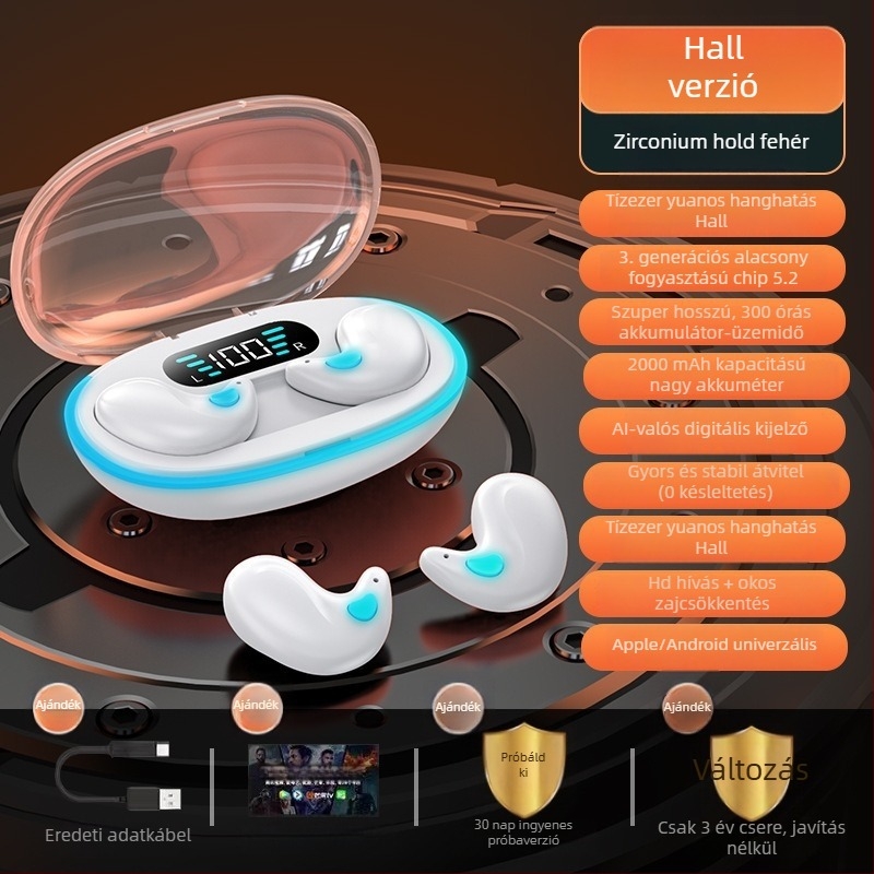 X55 Bluetooth headset zajszűrővel, Bluetooth 6.0, Zhongke Lanxun chip, IPX-6, 0-4 órás akkumulátor