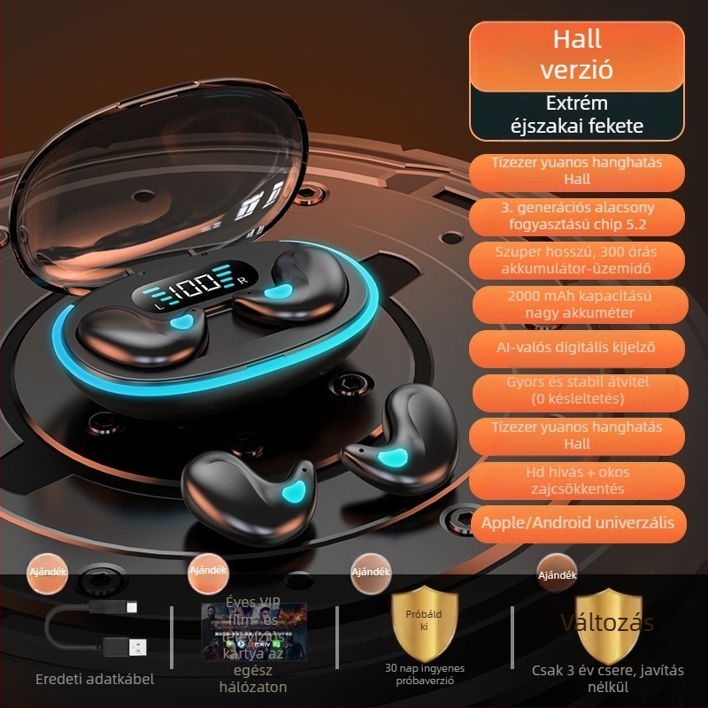 X55 Bluetooth headset zajszűrővel, Bluetooth 6.0, Zhongke Lanxun chip, IPX-6, 0-4 órás akkumulátor