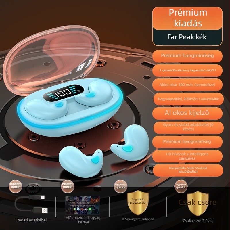 X55 Bluetooth headset zajszűrővel, Bluetooth 6.0, Zhongke Lanxun chip, IPX-6, 0-4 órás akkumulátor