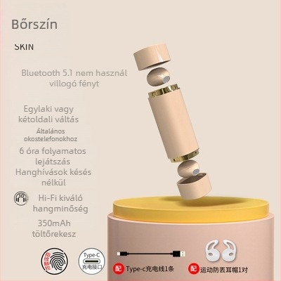 Zajcsökkentéses Bluetooth headset, magán modell, autós handsfree mód, bilaterális sztereó, Bluetooth 5.0, 10 m hatótáv, akkumulátor üzemidő 0–4 h