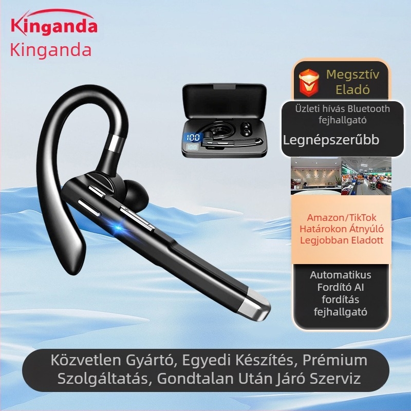 Fülhurov Bluetooth headset vezeték nélküli, digitális kijelzővel és intelligens zajcsökkentéssel (Bluetooth 5.3, IPX7, 10 m hatótávolság, >8 óra üzemidő, NFC)