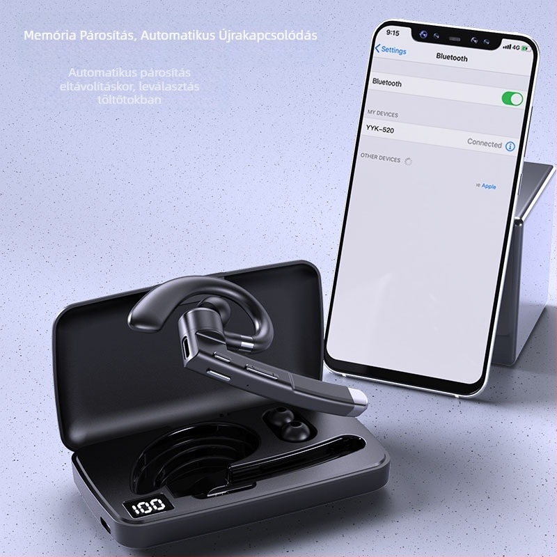 Fülhurov Bluetooth headset vezeték nélküli, digitális kijelzővel és intelligens zajcsökkentéssel (Bluetooth 5.3, IPX7, 10 m hatótávolság, >8 óra üzemidő, NFC)