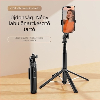 Bluetooth-szelfi pálca padlóállványos teleszkópos tripoddal, alumíniumötvözet + ABS, távirányítóval, kamera tartóval
