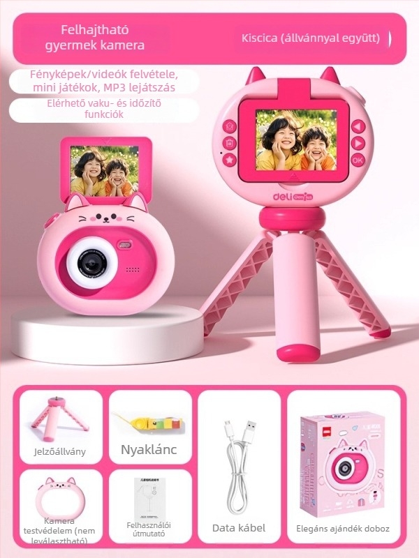 Deli gyerekeknek szánt kamera – fényképez és videózik, műanyag játék 7–14 éveseknek