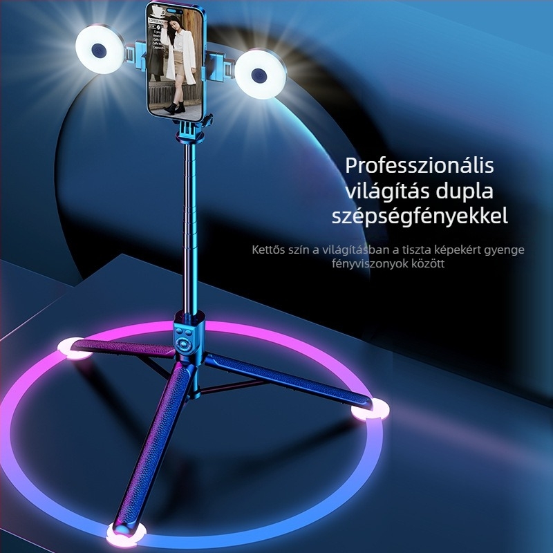 GoPro és okostelefonokhoz való gimbal szelfi pálca – ötvözetből, távirányító, világítás, Bluetooth, testreszabható