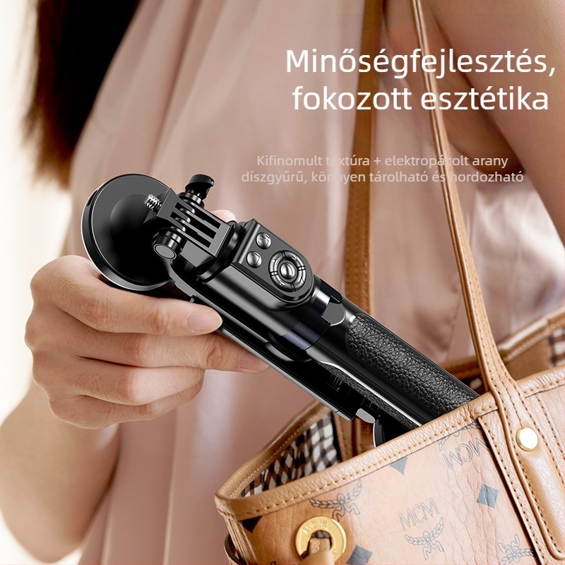GoPro és okostelefonokhoz való gimbal szelfi pálca – ötvözetből, távirányító, világítás, Bluetooth, testreszabható