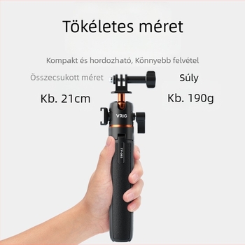 Selfie állvány GoPro/Insta360 X3/X4-hez gömbfejjel, 5 részes, alumínium-ABS konstrukció, gyorskioldó tálca