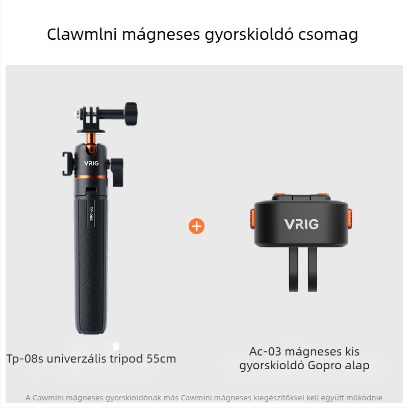 Selfie állvány GoPro/Insta360 X3/X4-hez gömbfejjel, 5 részes, alumínium-ABS konstrukció, gyorskioldó tálca
