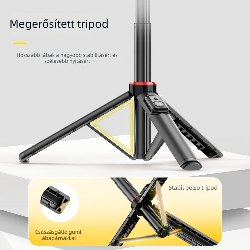 Selfie Stick Tripod kamerákhoz és okostelefonokhoz | Anyag: ABS + alumíniumötvözet | 1/4-inch csavaros kötés | Modell: C12/C13 | Kompatibilis DJI Pocket 3 / Insta360
