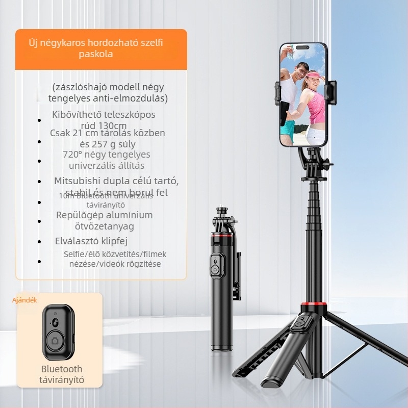 Selfie Stick Tripod kamerákhoz és okostelefonokhoz | Anyag: ABS + alumíniumötvözet | 1/4-inch csavaros kötés | Modell: C12/C13 | Kompatibilis DJI Pocket 3 / Insta360
