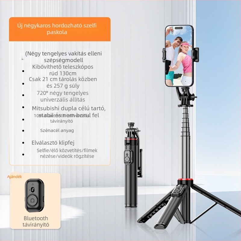 Selfie Stick Tripod kamerákhoz és okostelefonokhoz | Anyag: ABS + alumíniumötvözet | 1/4-inch csavaros kötés | Modell: C12/C13 | Kompatibilis DJI Pocket 3 / Insta360