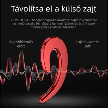 Fülre rögzített csontvezetéses fejhallgató – Vezeték nélküli Bluetooth 4.2, 10 m hatótávolság, IPX8 vízálló, 0–4 órás üzemidő