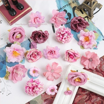 Mesterséges selyem virágok – vegyes dizájn DIY készlet, alap virágok; anyag: selyem; felhasználás: esküvők, otthoni dekoráció, fotórekvizit