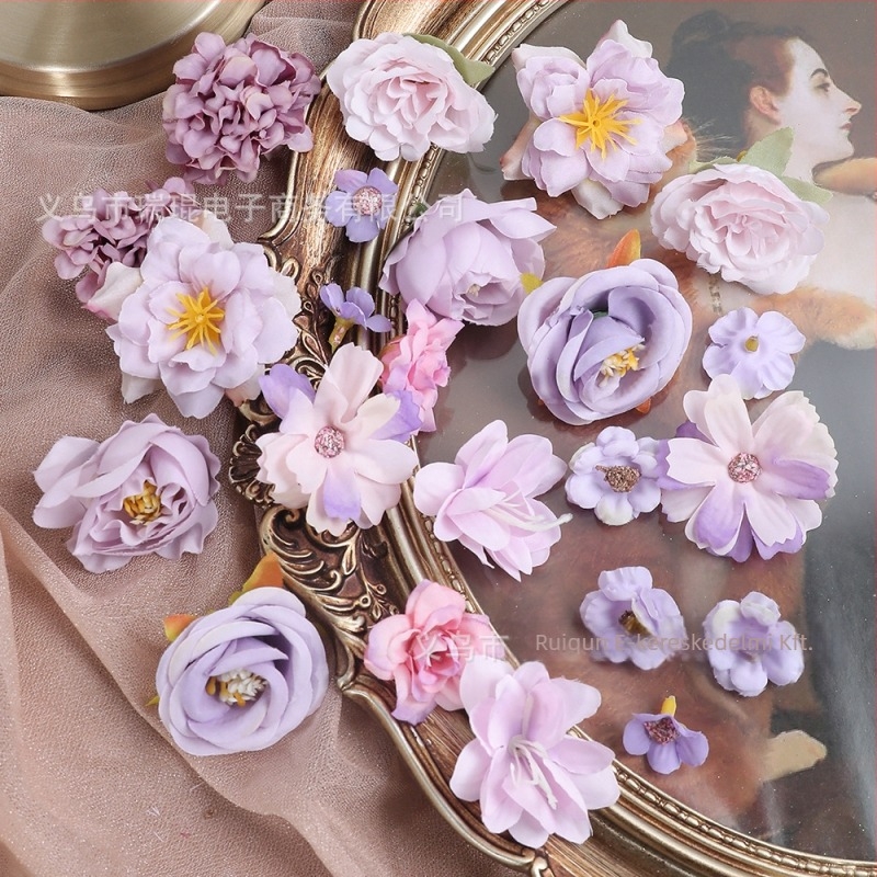 Mesterséges selyem virágok – vegyes dizájn DIY készlet, alap virágok; anyag: selyem; felhasználás: esküvők, otthoni dekoráció, fotórekvizit