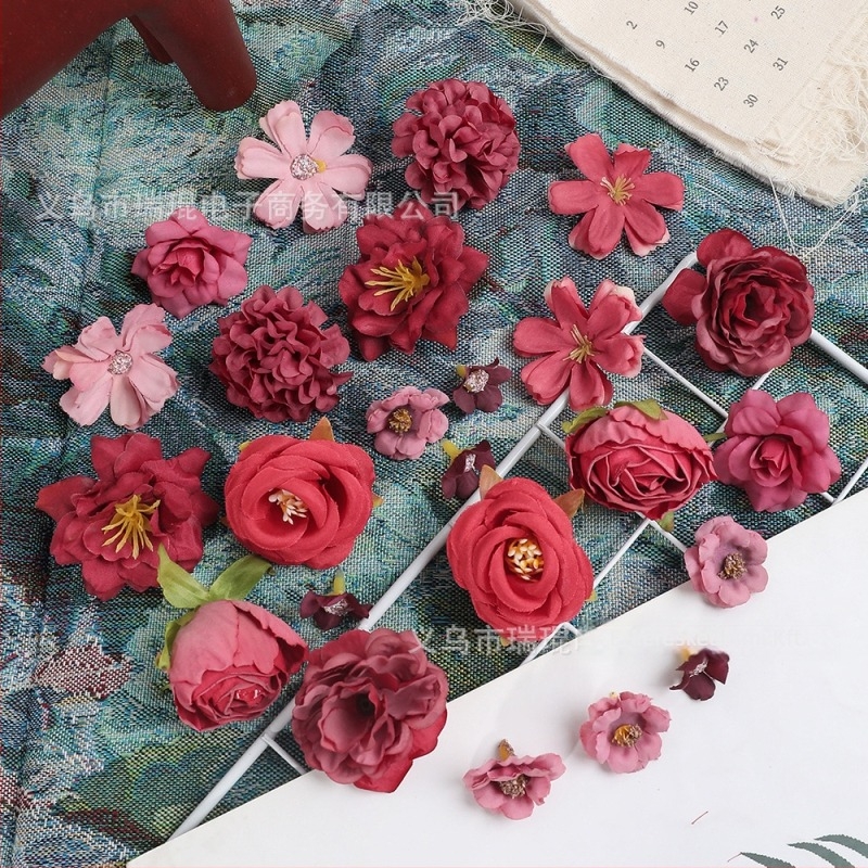 Mesterséges selyem virágok – vegyes dizájn DIY készlet, alap virágok; anyag: selyem; felhasználás: esküvők, otthoni dekoráció, fotórekvizit