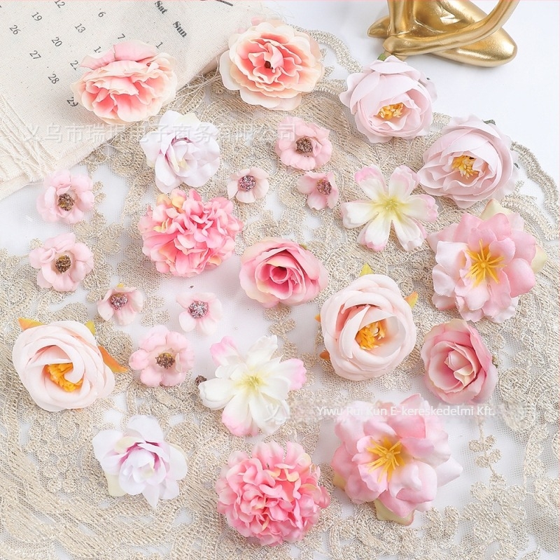 Mesterséges selyem virágok – vegyes dizájn DIY készlet, alap virágok; anyag: selyem; felhasználás: esküvők, otthoni dekoráció, fotórekvizit